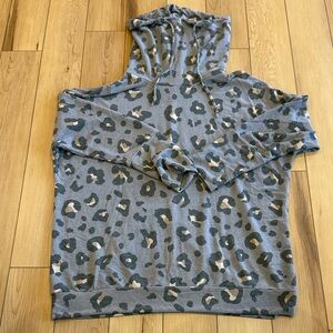 White Birch - Boutique Brand Gray Leopard Print Cowlneck